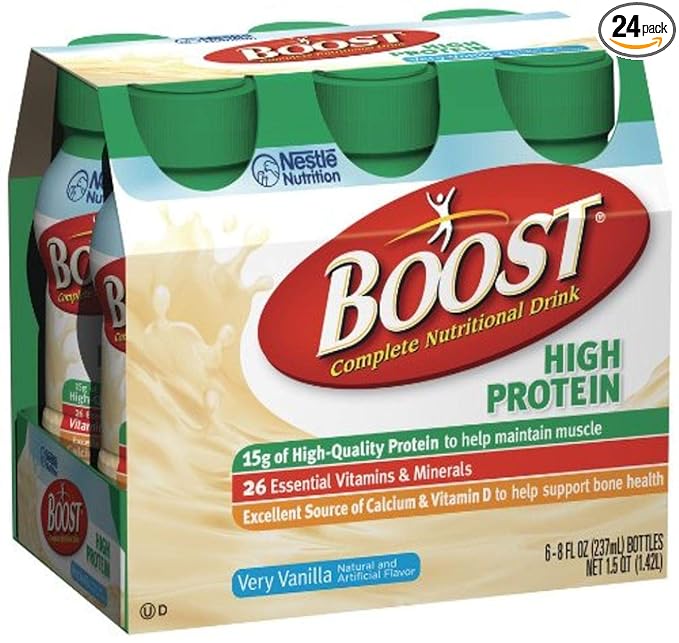 BOOST High Protein Nutritional Energy Drink Vanilla 8 Ounce Bottle (Pack of 24)