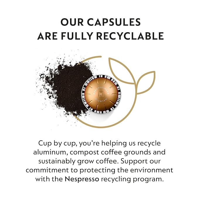 Nespresso Capsules Vertuo Melozio Decaffeinato Medium Roast Espresso 30-Count Coffee Pods Brews 7.8 oz.