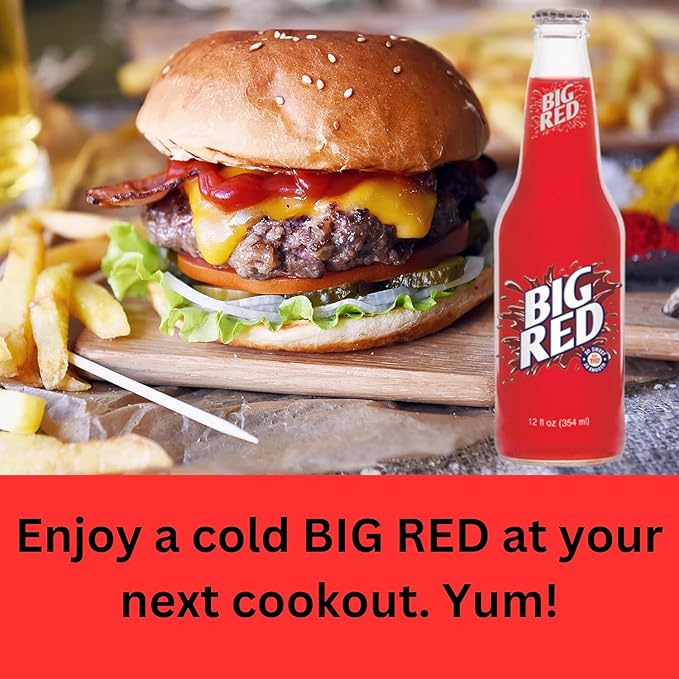 Big Red® Soda – Made with Real Sugar – 6 Pack of 12 oz Glass Bottles – Nostalgic Red Cream Soda