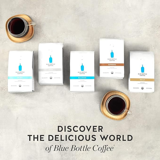 Blue Bottle Whole Bean Organic Coffee Balanced Medium Roast 12 Ounce bag (Pack of 6)