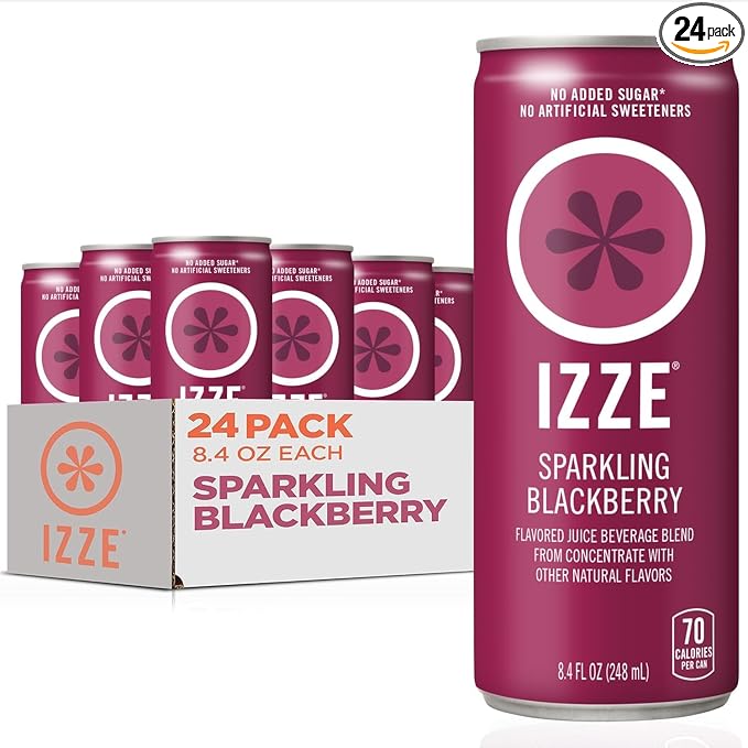 IZZE Sparkling Water Juice Beverage Blend Blackberry No Sugar Added 8.4 FL OZ 24 Cans