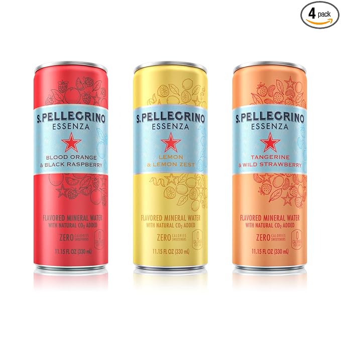 S.Pellegrino Essenza Variety Pack - Blood Orange Lemon Wild Strawberry11.15 Fl. Oz (Pack of 24)