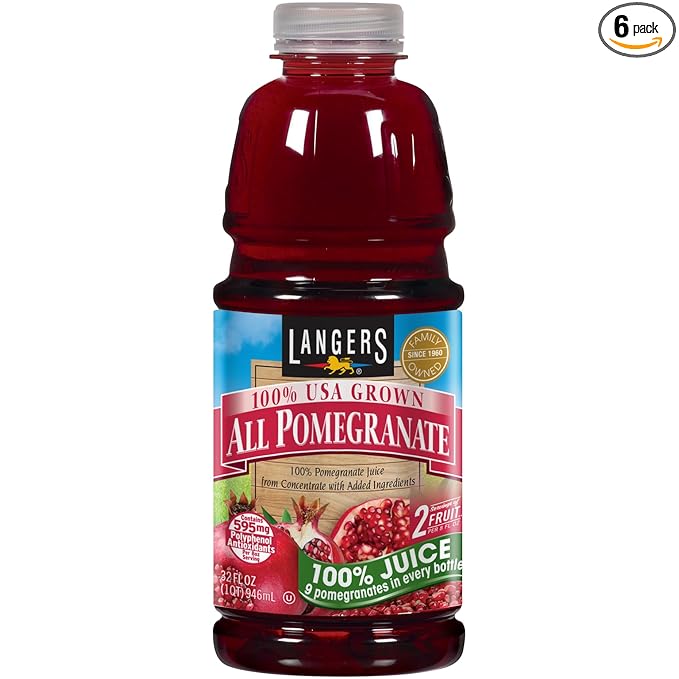 Langers All Pomegranate 100 Percent Juice 32 Fl Oz (Pack of 6)