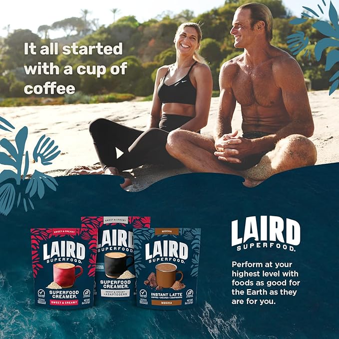 Laird Superfood Non-Dairy Superfood Creamer - Coconut Powder Coffee Creamer - Sweet &amp Creamy - Gluten Free Non-GMO Vegan - 16 oz. Bag Pack of 1