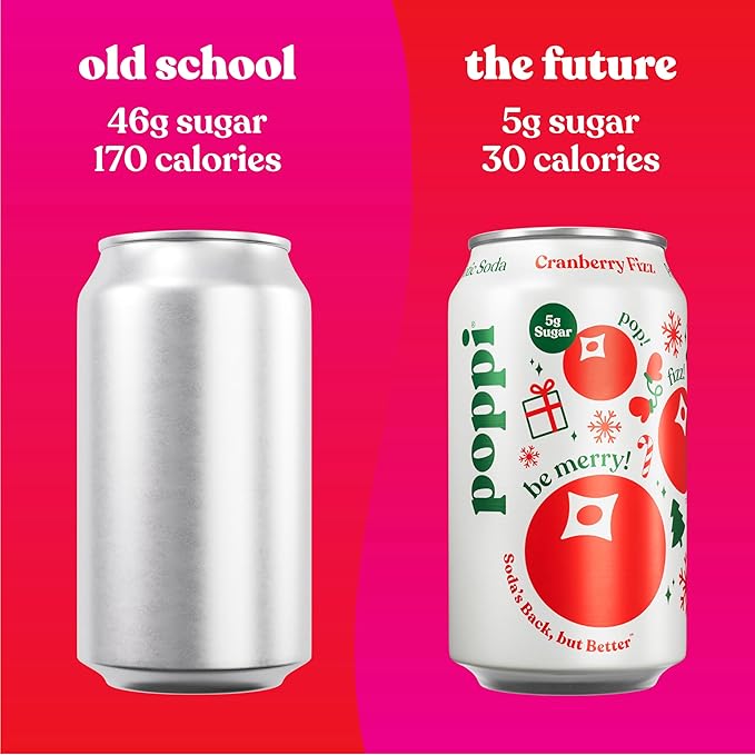 Poppi Sparkling Prebiotic Soda Beverage with Apple Cider Vinegar Seltzer Water and Fruit Juice Naughty or Nice Variety Pack 12 Fl Oz Pack of 12 Packaging May Vary