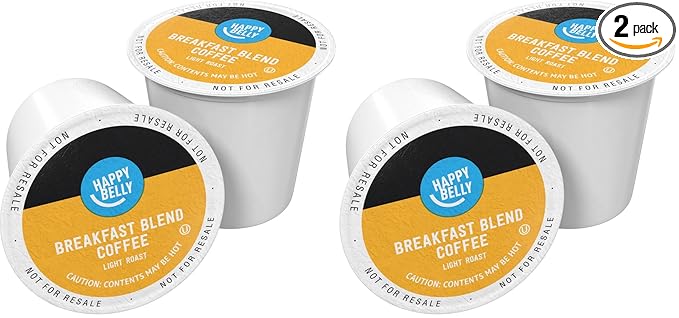 Amazon Brand - Happy Belly Light Roast Coffee Pods Breakfast Blend Compatible with Keurig 2.0 K-Cup Brewers 100 Count (Pack of 2)