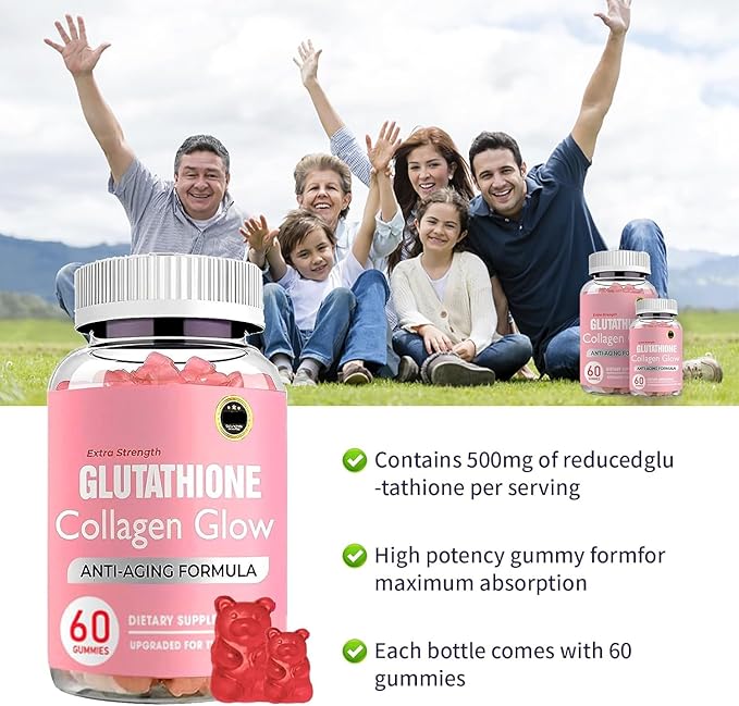 Glutathione Collagen Glow Glutathione Collagen Glow Gummies Korean Collagen Gummies to Rejuvenate Your Skin (3PCS)