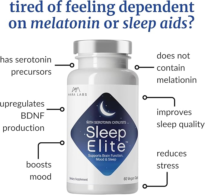 Mara Labs SleepElite | Supports Brain Function Mood and Sleep | with Serotonin Catalysts | 30 Servings