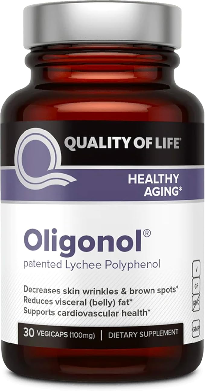 Quality of Life Oligonol Premium Anti Aging Supplement - Promotes Cardiovascular Health Circulation &amp Youth Includes Antioxidants - Lychee Fruit Extract - 30 Vegicaps