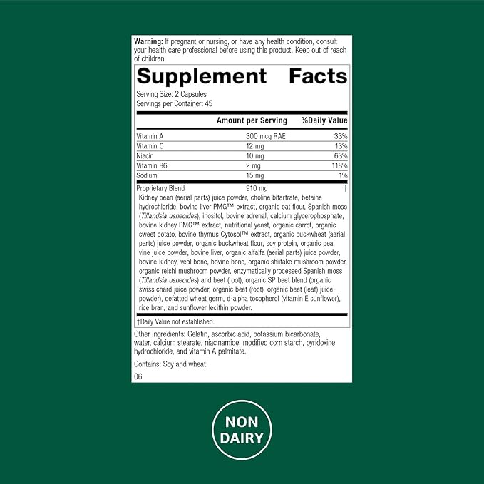 Standard Process Albaplex - Liver &amp Immune Health Dietary Supplement - Contains Vitamins A B6 &amp C - Non-Dairy- 90 Capsules (45 Servings)