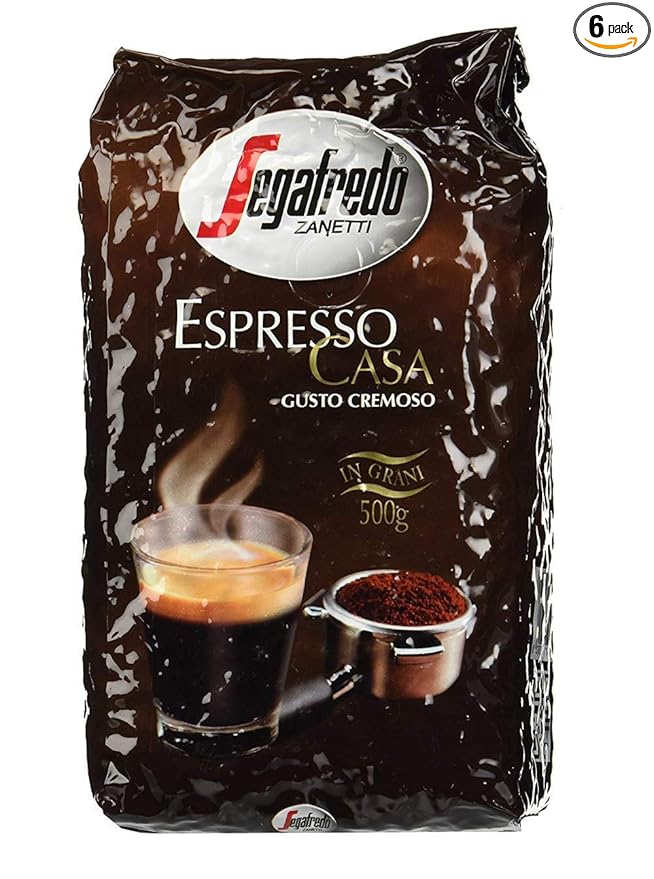 Segafredo Zanetti Espresso Casa whole bean coffee 17.6oz/500g bag (Pack of 6) Brown