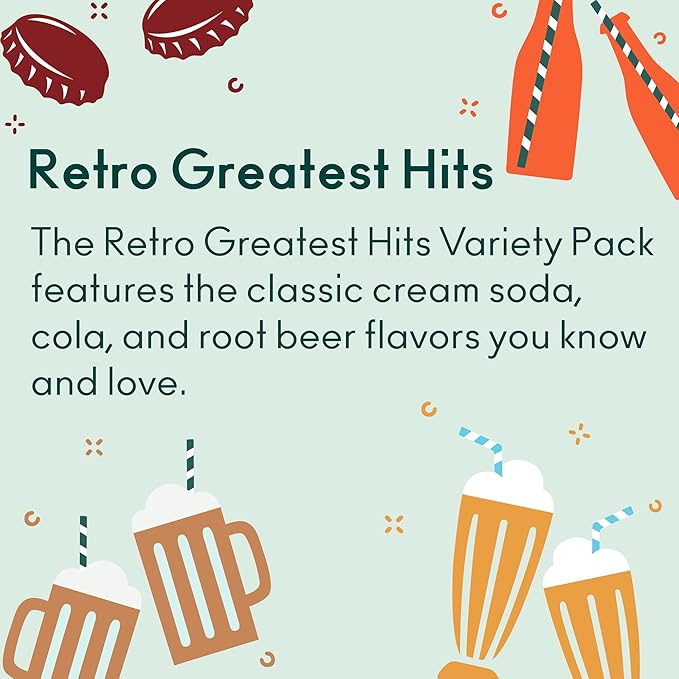 OLIPOP - 4-Flavor Sparkling Tonic Retro Greatest Hits Variety Pack Prebiotic Soda Sampler Rich in BotanicalsHigh Fiber Low-Sugar Low-Calorie Non-GMO (12oz 12-Pack)