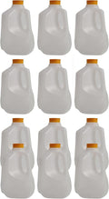 (12 Pack x 32 Oz Ea) Mini Milk Jugs Plastic With Orange Snap On Lid Empty Milk/Juice Jugs Use For Milk Brews Juice Teas Easy Grip Easy Pour Pitcher Elderly ...