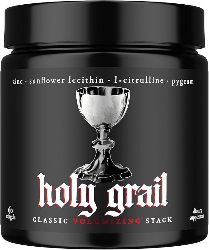 Holy Grail - Classic Semen Volume Booster Stack | Softgel = Higher Bio-Availability | Men's Load &amp Fertility Enhancer | Sunflower Lecithin Pygeum L-Citrulline &amp Zinc for Testosterone | One