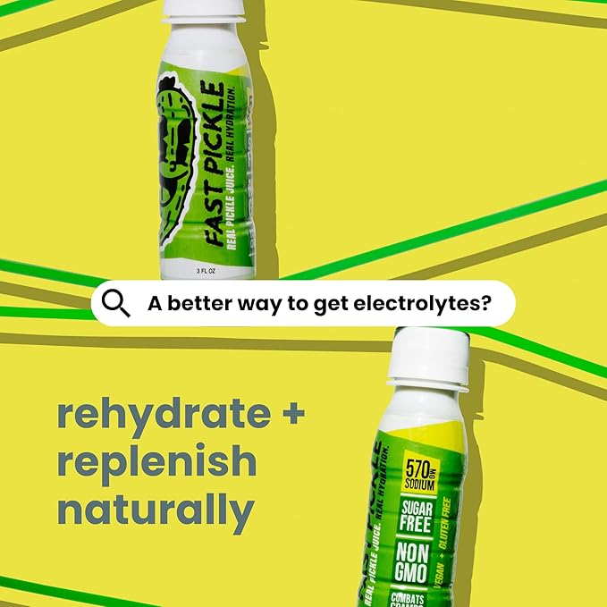 Fast Pickle Juice Pickle Shots For Leg Cramps Relief - Hydration &amp Electrolyte Support No Sugar Natural Ingredients - 3 Oz 12 Pack