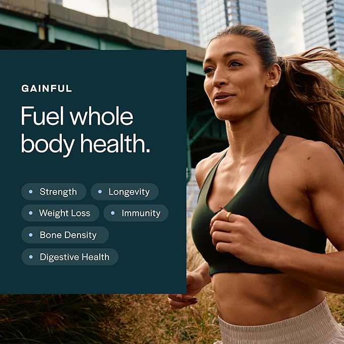 Gainful Lean Whey Protein Powder with 20g Protein per Serving Unflavored Supports Lean Muscle Metabolism and Satiety with Green Tea Extract Digestive Enzymes Organic Fiber 14 Servings