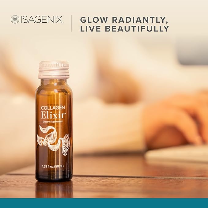 Isagenix Collagen Elixir - Drink with Marine Collagen Peptides - Support a Youthful Appearance with Vitamin C Zinc &amp Biotin - 50 mL