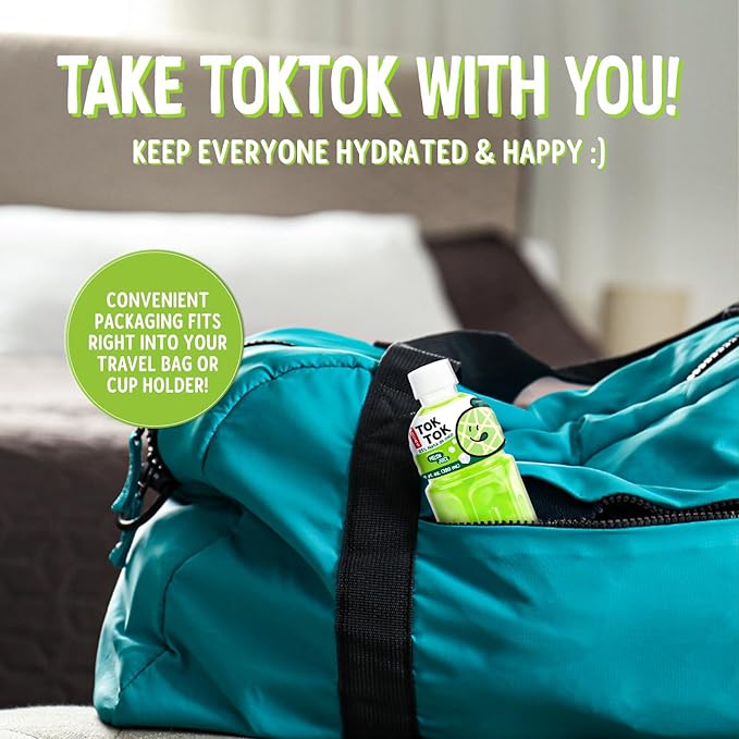 Pocas Toktok Melon Juice 12-Pack – Made with Real Fruit &amp Chewy Nata De Coco 8 Oz Each