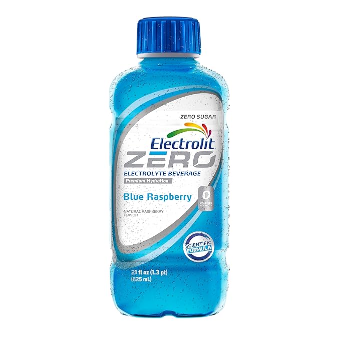 Electrolit Zero Electrolyte Beverage Blue Raspberry 21 Fl Oz bottle (Pack of 12)