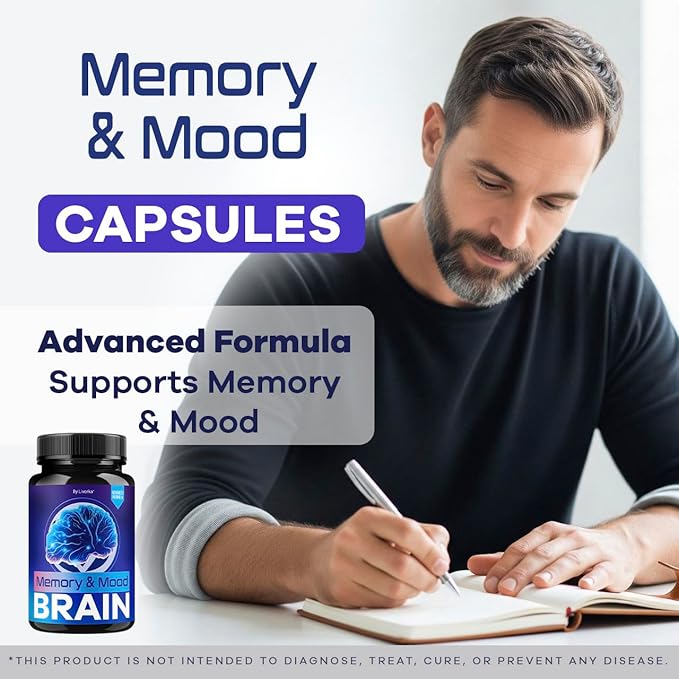 (3 Pack) Memory Mood and Brain Capsules - Official Daily Support Brain Health Supplement Pills Advanced Formula Memory &amp Mood Brain &amp Memory Focus Reviews 180 Capsules for 3 Months
