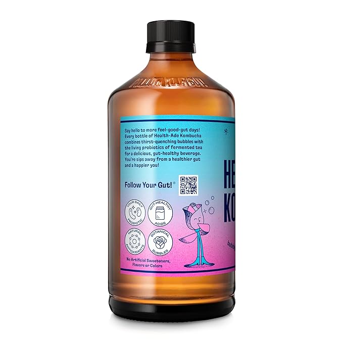 Health-Ade Organic Kombucha Tea Bubbly Rose 12-Pack (16 Fl Oz Bottles) Non-GMO Vegan Gluten-Free Fermented Drink with Living Probiotics