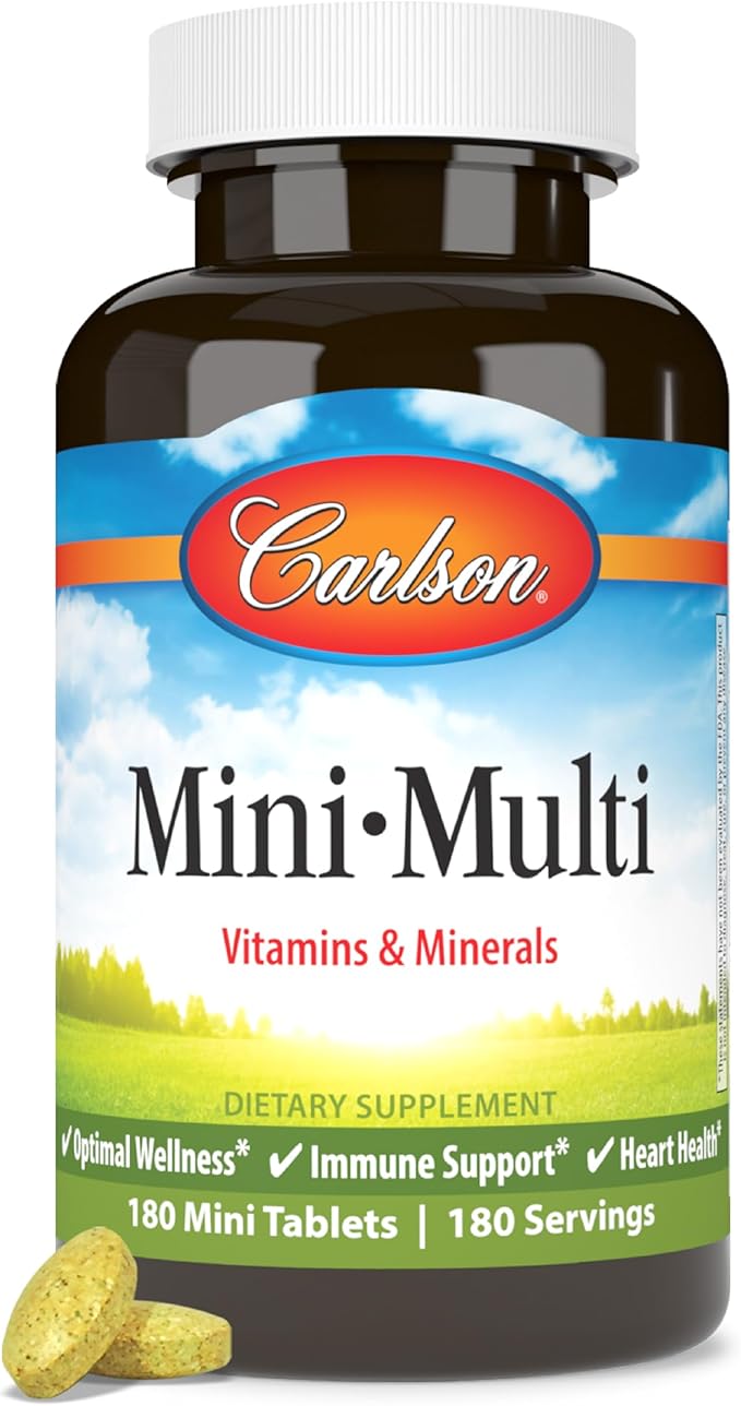 Carlson - Mini-Multi Small Multivitamin Tablets Vitamins &amp Minerals Immune Support &amp Heart Health Optimal Wellness Mini Multivitamins Multivitamin Mini Tabs Easy to Swallow 180 Mini Ta