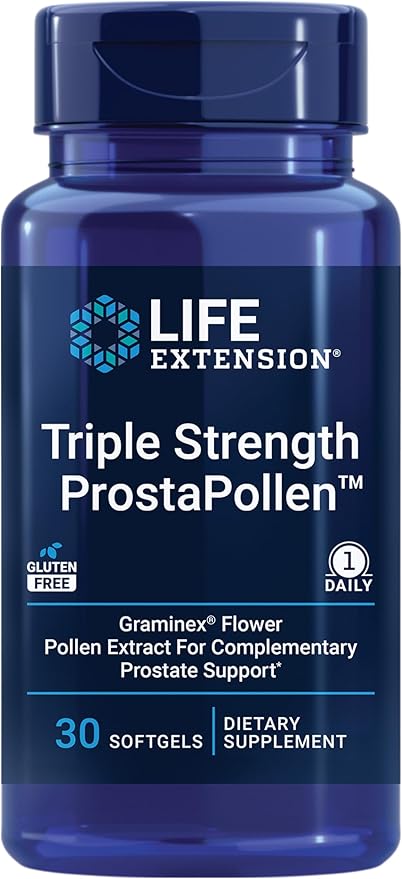 Life Extension Triple Strength ProstaPollen™ Prostate Health Prostate Function Flower Pollen Extract Gluten Free 30 softgels