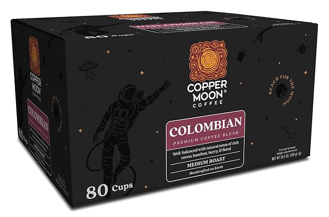 Copper Moon Single Serve Coffee Pods For Keurig K-Cup Brewers Medium Roast Colombian Blend 80 Count