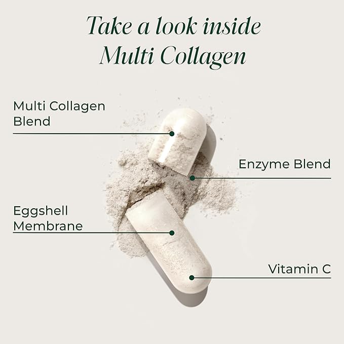 Primal Harvest Multi Collagen Pills for Women and Men (Type I II III V X) 120 Capsules w/Vitamin C for Hair Skin Nails