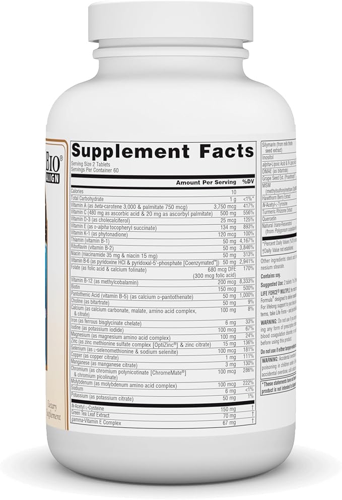 Source Naturals Life Force Multiple Daily Multivitamin High Potency Essential Vitamins Minerals Antioxidants &amp Nutrients - Energy &amp Immune Boost - 120 Tablets