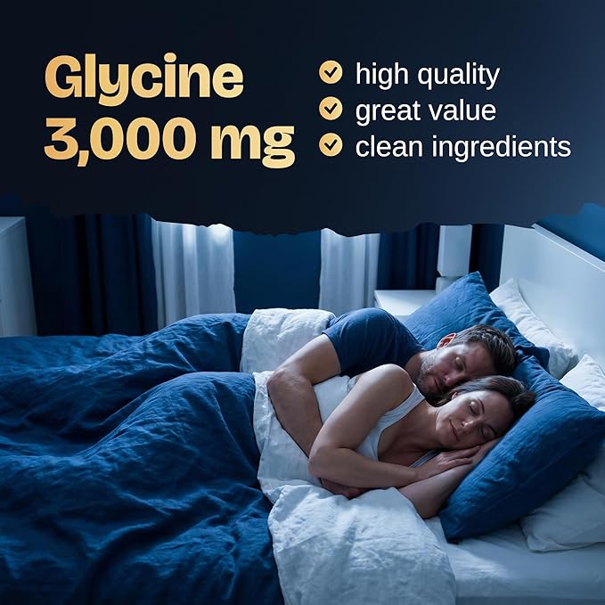 Nocturna Glycine Supplement – 100% Pure 3g Glycine Powder for Sleep Calm &amp Recovery – USA Made Sleep Aid for Men &amp Women – Non-GMO &amp Completely Natural - 6.3Oz for 60 Servings