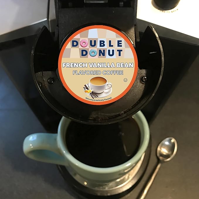 Double Donut Coffee French Vanilla Coffee Medium Roast Flavored Coffee Pods for Keurig K Cups Makers from Double Donut 72 Count (Pack of 1)
