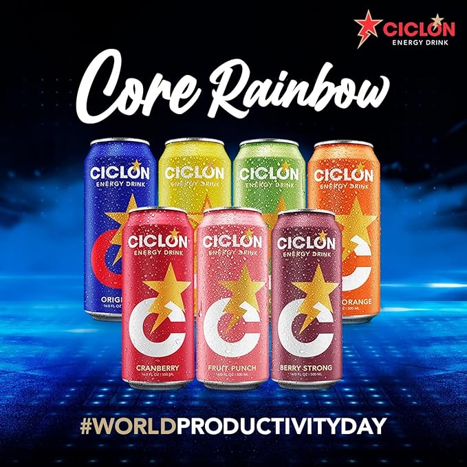 Ciclon Original Energy Drink – 24 Pack 10 fl oz Cans – Smooth Refreshing Taste with 95mg Caffeine B Vitamins &amp Taurine – No Preservatives Premium Energy for Work Study &amp Sports