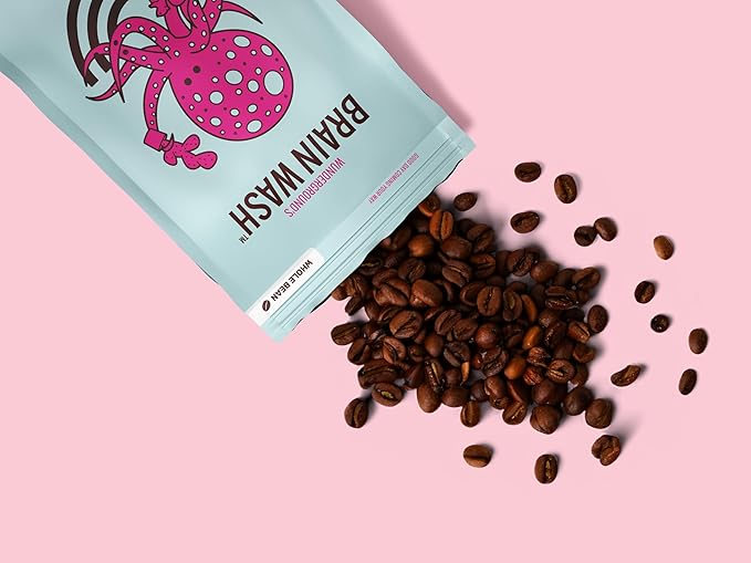 Wunderground's Brain Wash Dark Roast Organic Whole Bean Coffee with Mushroom SuperBoost (12 oz Bag)