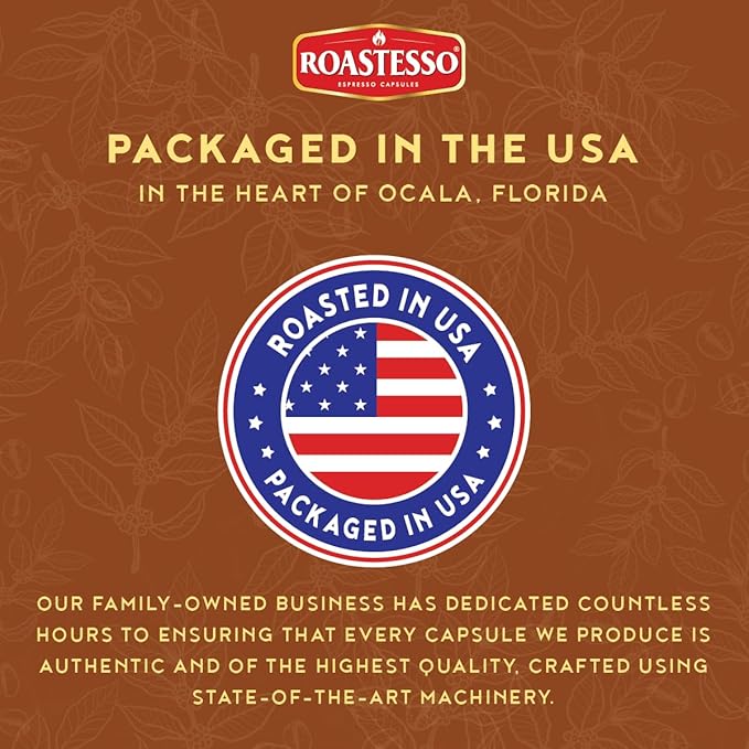 Roastesso Aluminum Espresso Capsules Natural Hazelnut Flavored Coffee Compatible with Nespresso Original Machines Medium Roast Intensity 7 Recyclable Coffee Pods Packed in USA (40 Count)