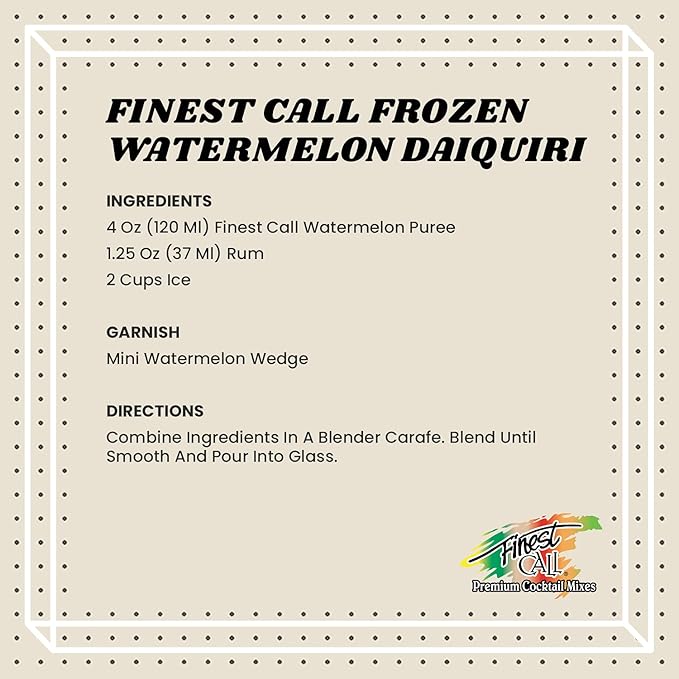 Finest Call Premium Watermelon Fruit Puree Drink Mix 1 Liter Bottle (33.8 Fl Oz)