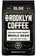 BROOKLYN COFFEE Whole Bean Italian Dark Roast (2lb) Extra Strong Delicious Taste Heavenly Aroma - Fresh Bulk Coffee Beans Roasted Weekly in NYC