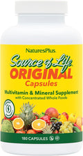 NaturesPlus Source of Life - 180 Capsules - Multivitamin &amp Mineral Supplement - Supports Natural Energy &amp Overall Well-Being - Gluten Free Vegetarian - 20 Servings
