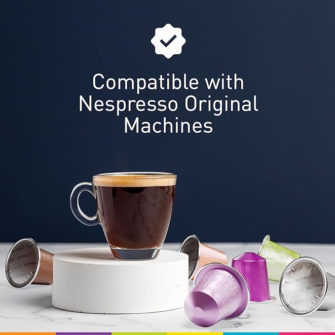 Bestpresso Coffee for Nespresso Original Machine 120 Aluminum pods Certified Genuine Espresso Intenso Blend(High Intensity) Pods Compatible with Nespresso Original