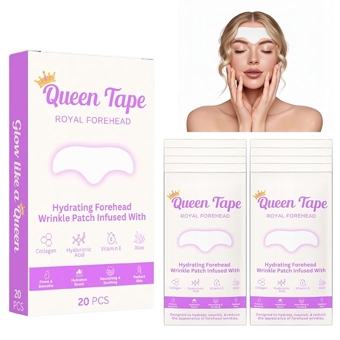 Queen Hydrating Royal Forehead Patches 20 Pcs Collagen Hyaluronic Acid Vitamin E Aloe Antie Wrinkle Beauty Treatment