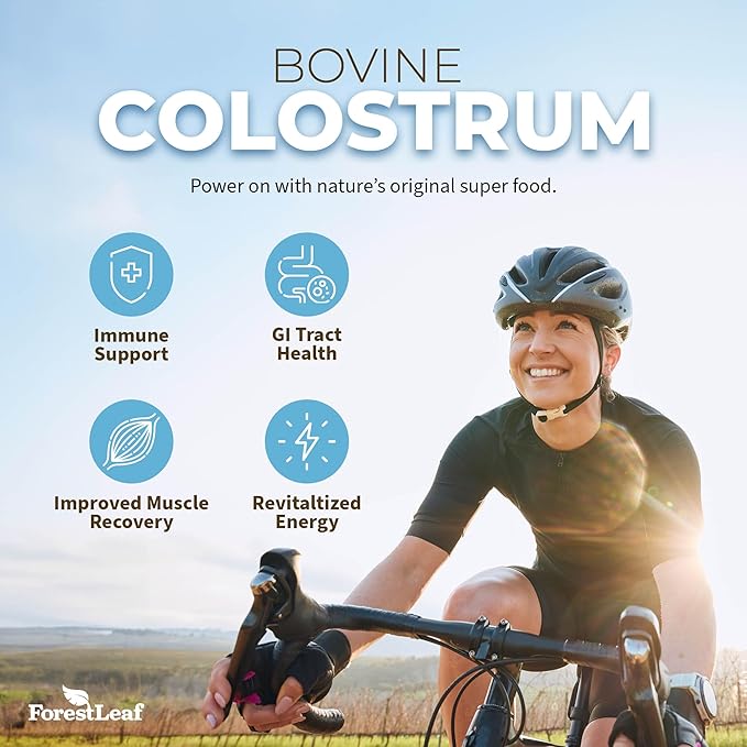 ForestLeaf Colostrum Powder 50% IgG Highest Pure Concentration Grass Fed Colostrum Supplement for Gut Health Immune Support and Muscle Recovery Bovine Colostrum for Humans Unflavored 45 Servings