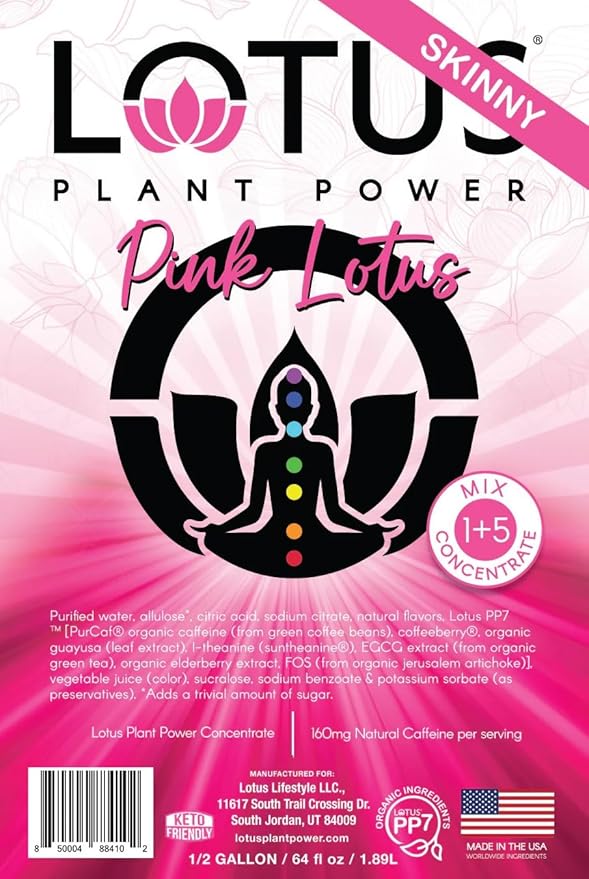 Lotus Plant Power 5:1 Energy Concentrate 64 fl. oz. (Skinny Pink) Pack of 2 (Packaging May Vary)