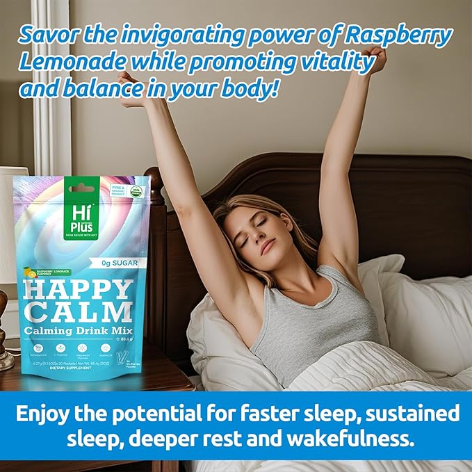 Happycalm-Calming Drink Mix with KSM-66 Ashwagandha Vitamin D3 Magnesium &amp L-Theanine-Supports Cortisol Balance Mood&ampSleeplmproved Sleep QualityMinor tensionreliefWithout Drowsiness
