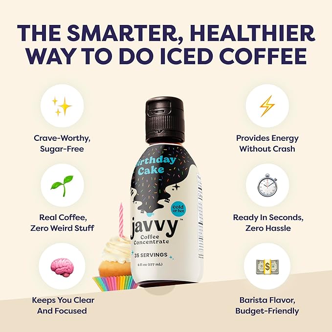 Coffee Concentrate - Limited Release Flavors - Cold Brew Coffee Perfect for Hot or Iced Instant Coffees Hot Drinks Cold Brew Concentrate 35 Servings - Birthday Cake