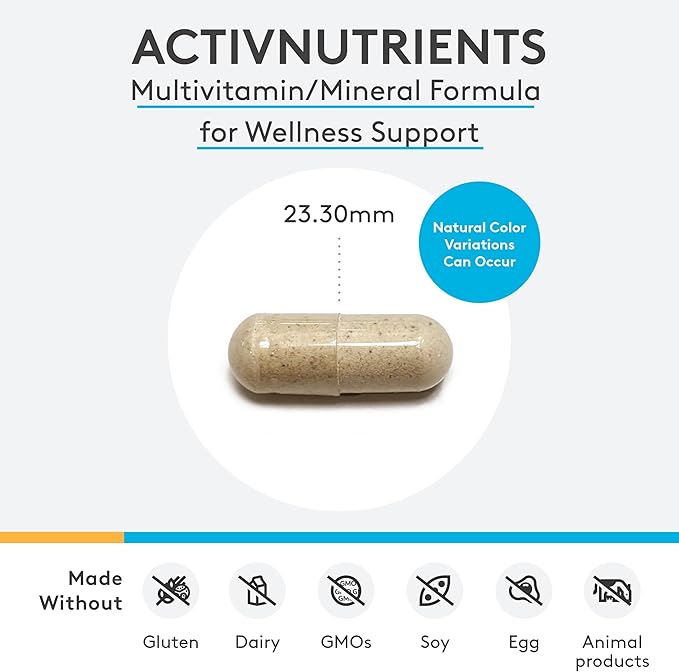 XYMOGEN ActivNutrients - Multivitamin &amp Multimineral Formula - Wellness Immune &amp Energy Support - Active B Vitamins &amp Chelated Minerals - Vegetarian Non-GMO &amp Gluten Free - 120 Count