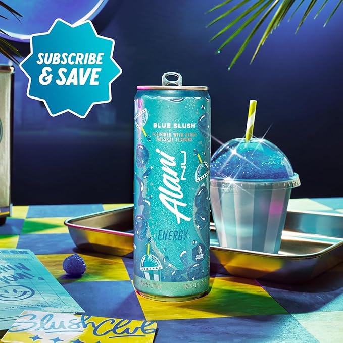 New Alani Energy Drinks Witch's Brew Cotton Candy Blue Slush - Limited Edition Flavors - Variety Pack Sugar-Free Low-Calorie 200mg Caffeine Energy Boost Drink 12 fl oz (Pack of 6) (Packaging May