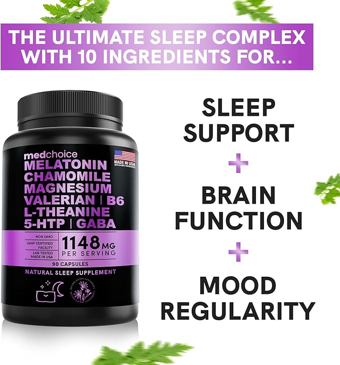 MEDCHOICE Turmeric &amp Ginger (240ct) Sleep Melatonin (180ct) and Nootropic Brain (60ct) Supplement Bundle - Wellness Trio for Brain Sleep &amp Immune Support - Vegan Non-GMO Gluten-Free