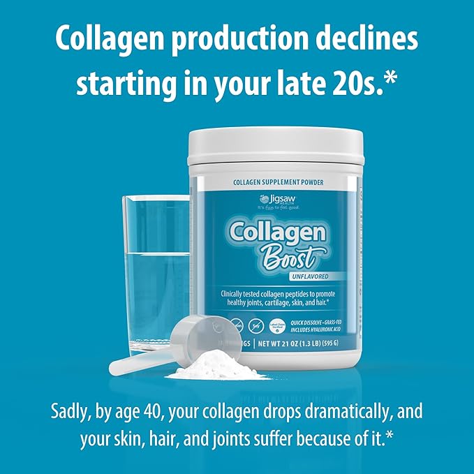 Jigsaw Health Collagen Boost | Promotes Healthy Joints Cartilage Skin and Hair | 30 Servings