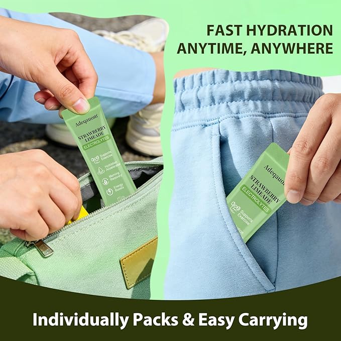 Strawberry Limeade Electrolytes Powder Packets Instantly Hydration Drink Mix Just Whole Food Ingredients Energy Boost Exercise Recovery Liquid &amp Daily I V Minerals Support 30 PCS No Sugar Add