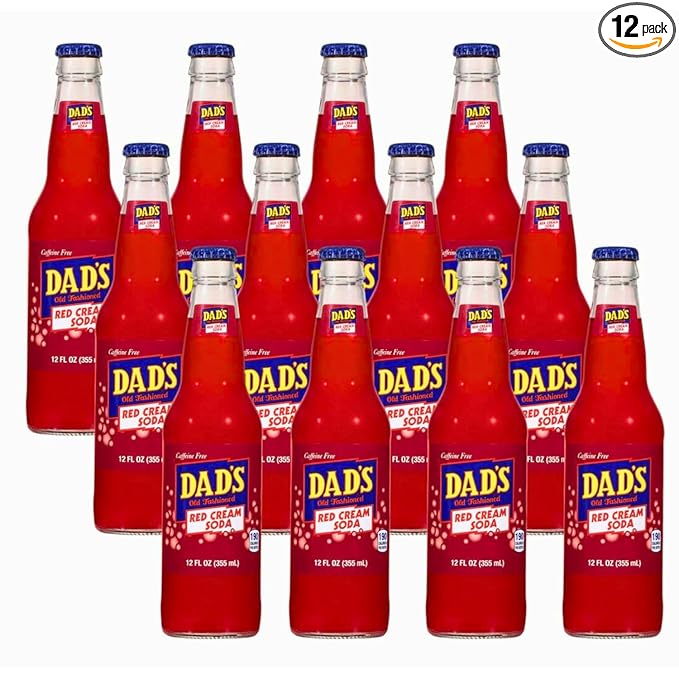 Dad's Old Fashioned Soda – 12 Glass Bottles (12 oz Each) – Premium Retro Soft Drink – Classic Root Beer Flavor – Vintage-Style Craft Soda for Nostalgic Refreshment &amp Gifting (12 Pack Red Cream So